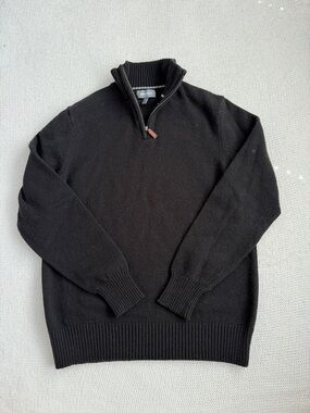 Bonobos 100% Lambswool Quarter Zip Sweater Black Size Large